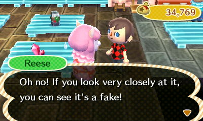 Reese: Oh no! If you look very closely at it, you can see it's a fake!