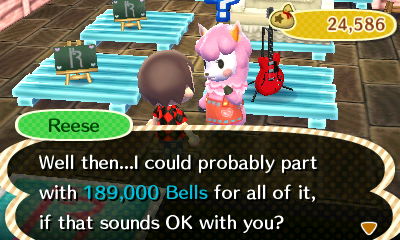 Reese: Well then...I could probably part with 189,000 bells for all of it, if that sounds OK with you?