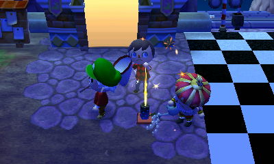 Tom uses a watering can on a firework.