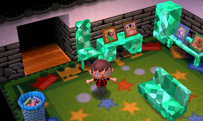 A mortar wall and playroom rug.