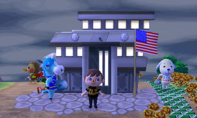 The U.S. flag flying at Forest Town Hall.