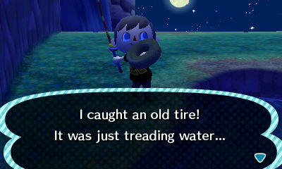 I caught an old tire! It was just treading water...