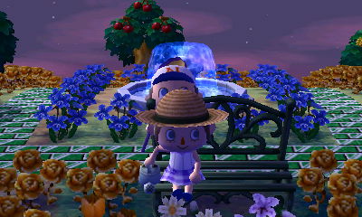 Beth sits on the bench.