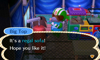 Big Top: It's a regal sofa! Hope you like it!