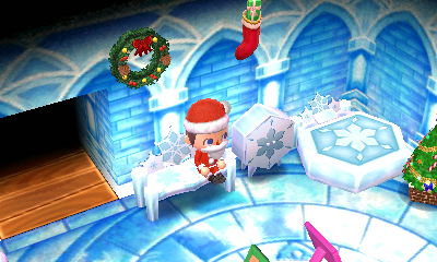My new festive wreath in my icy main room.