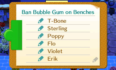 Petition signatures: T-Bone, Sterling, Poppy, Flo, Violet, Erik.