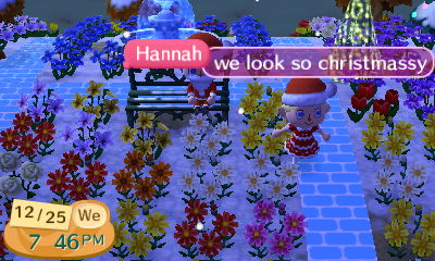 Hannah: We look so Christmassy.