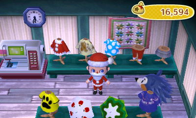 Santa clothes on sale at Able Sisters on Christmas Eve.