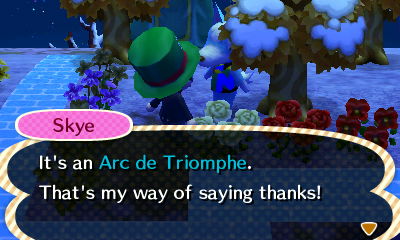 Skye: It's an Arc de Triomphe. That's my way of saying thanks!