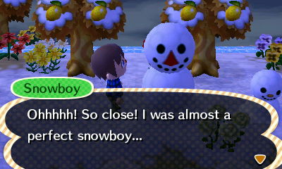 Snowboy: Ohhhhh! So close! I was almost a perfect snowboy...