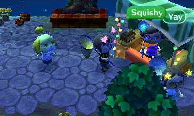 Squishy celebrates a successful glitch into Redd's stand.