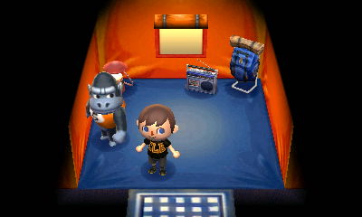 Peewee glares at me inside a tent at the campsite.