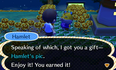 Hamlet: Speaking of which, I got you a gift... Hamlet's pic. Enjoy it! You earned it!