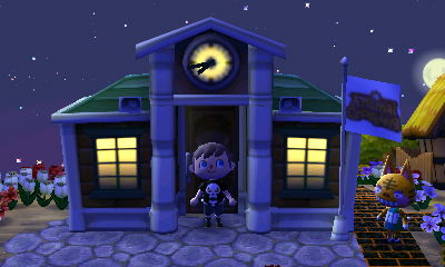 The Animal Crossing logo as my flag at town hall.