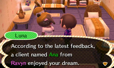 Luna: According to the latest feedback, a client named Ana from Ravyn enjoyed your dream.