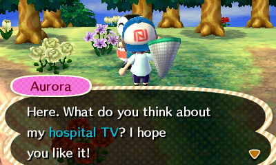 Aurora: Here. What do you think about my hospital TV? I hope you like it!