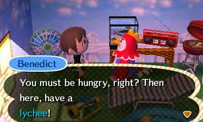 Benedict: You must be hungry, right? Then here, have a lychee!