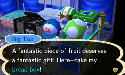 Big Top: A fantastic piece of fruit deserves a fantastic gift! Here--take my bread box!