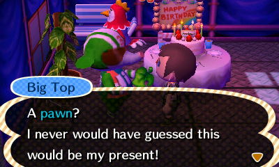 Big Top: A pawn? I never would have guessed this would be my present!