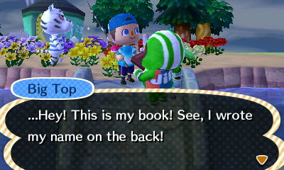 Big Top: ...Hey! This is my book! See, I wrote my name on the back!