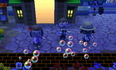 Wendy, Jeff, and Daisy blowing bubbles with our bubble wands.