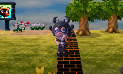 Wearing the bug mask I got from Jack.