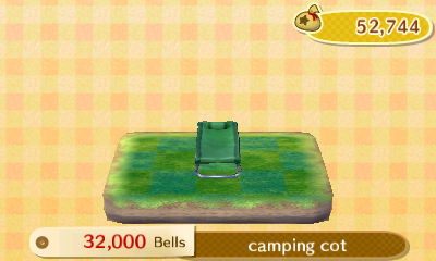 Camping cot PWP: 32,000 bells.