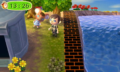 Canberra hides behind the police station during a game of hide and seek.