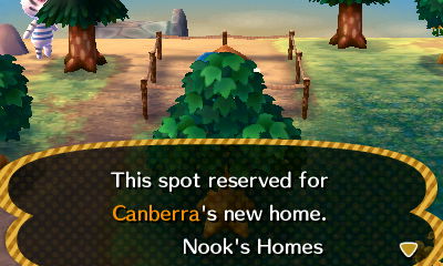 Sign: This spot reserved for Canberra's new home. -Nook's Homes