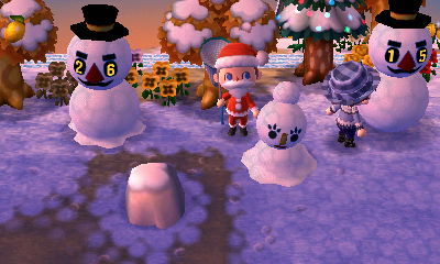 Chris talks to one of my bingo snowmen.