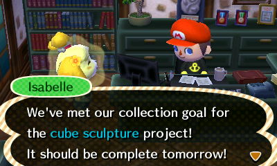 Isabelle: We've met our collection goal for the cube sculpture project! It should be complete tomorrow!