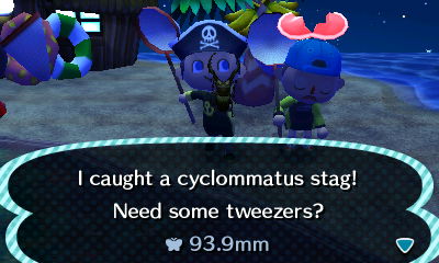 Joey uses the heartbreak emotion as I catch a cyclommatus stag before he can grab it.