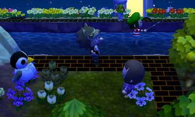 Daisy standing in the river and fishing.