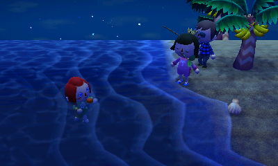 Skye swims to my bobber. I think she was eating my bait!