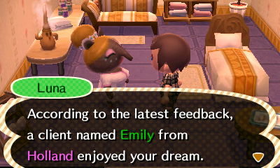 Luna: According to the latest feedback, a client named Emily from Holland enjoyed your dream.