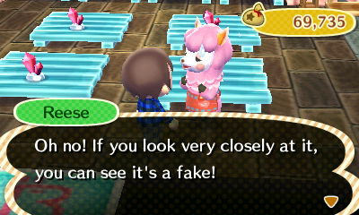 Reese: Oh no! If you look very closely at it, you can see it's a fake!