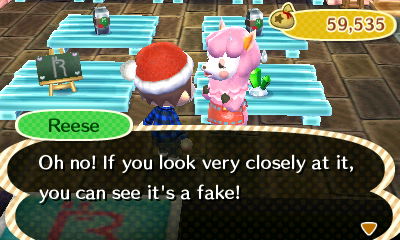 Reese: Oh no! If you look very closely at it, you can see it's a fake!