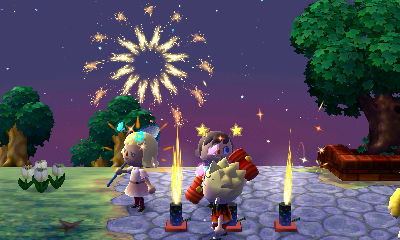 Watching fireworks with Tom and Daisy at the fireworks festival.