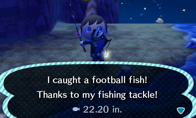 I caught a football fish! Thanks to my fishing tackle!