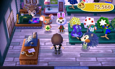 Canberra and Gabi standing next to each other in Able Sisters, looking guilty.