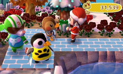 Molly hands me a present as Big Top stands nearby.