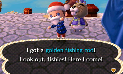 I got a golden fishing rod! Look out, fishies! Here I come!