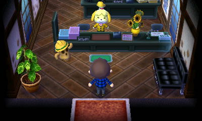 Lloid the gyroid inside of town hall.