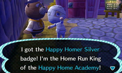 I got the Happy Homer Silver badge! I'm the Home Run King of the Happy Home Academy!
