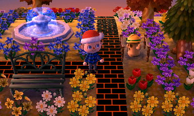 The spot I chose for my illuminated tree. It's near my metal bench and fountain.