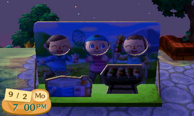 Using the face cutout standee for Labor Day.