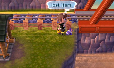 A lost item (a mitten) on the ground near my zen bell.