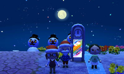 The modern clock lighting up at midnight.