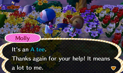 Molly: It's an A tee. Thanks again for your help! It means a lot to me.