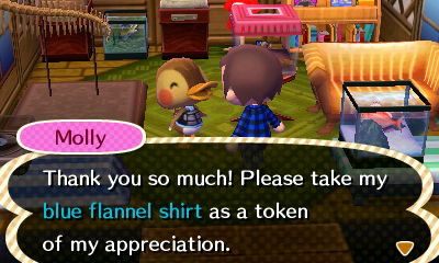 Molly: Thank you so much! Please take my blue flannel shirt as a token of my appreciation.